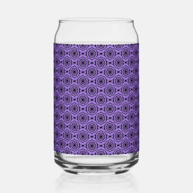 Purple Black Flower Seamless Pattern Can Glass (Front)