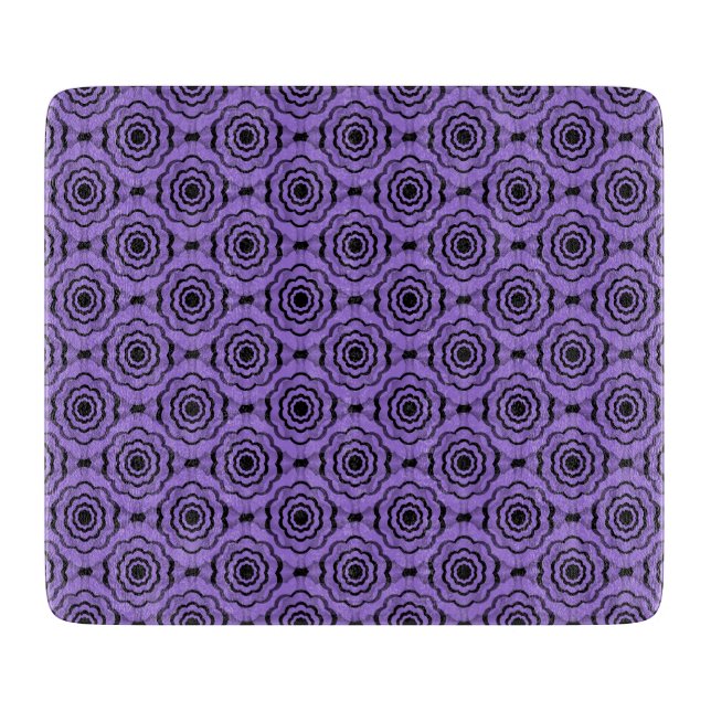 Purple Black Flower Seamless Pattern Cutting Board (Front)