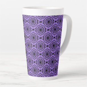Purple Black Flower Seamless Pattern Latte Mug
