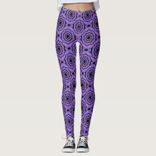 Purple Black Flower Seamless Pattern Leggings