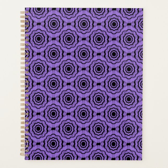 Purple Black Flower Seamless Pattern Planner (Front)