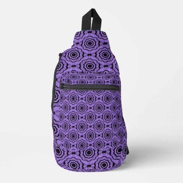 Purple Black Flower Seamless Pattern Sling Bag (Front)
