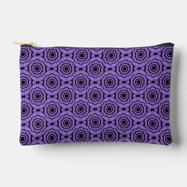 Purple Black Flower Seamless Pattern Small Accessory Pouch (Front)
