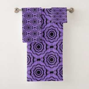 Purple Black Flower Seamless Pattern Towel