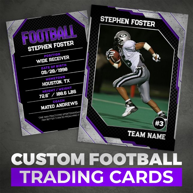 Purple Black Football Trading Card Football Player (Creator Uploaded)