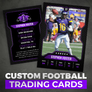 Purple & Black Football Trading Card Player Photo