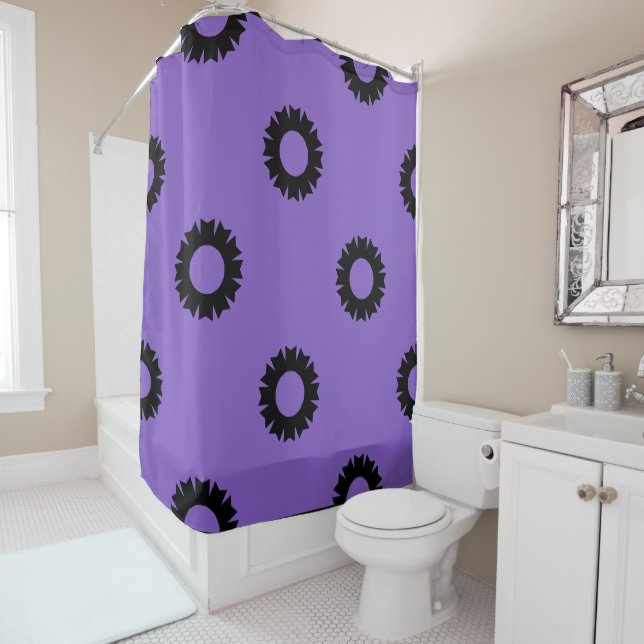 Purple Black Geo Shower Curtain (In Situ)
