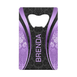 Purple & Black Geometric Design Damask Accent