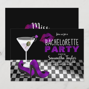 Purple & Black Girls Night Out Bachelorette Party Invitation
