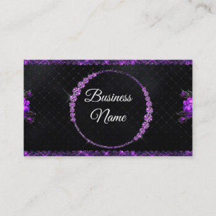 Purple & Black Glitter Rhinestone Beauty Business Card