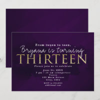 Purple Black & Gold 13 THIRTEEN 13th Party