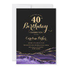 Purple Black Gold Agate 40th Birthday