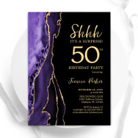 Purple Black Gold Agate Surprise 50th Birthday