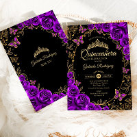 Purple Black Gold Quinceanera