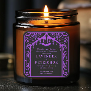 Purple Black Gothic Vampire Candle Product Label