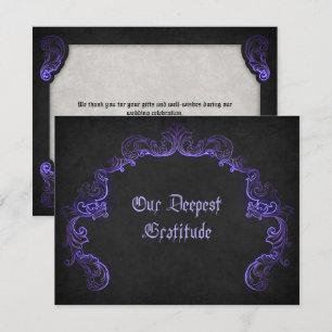 Purple Black Gothic Wedding Thank You Card