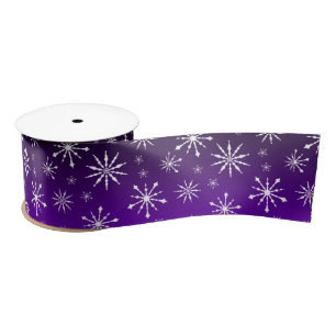 Purple/Black Gradient Snowflake Satin Ribbon