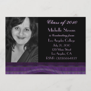 purple black graduation invitation