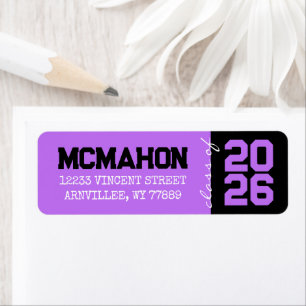 Purple & Black Graduation Return Address Labels