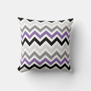 Purple Black Grey Chevron Zigzag Pattern Cushion
