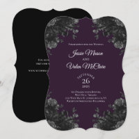 Purple Black Grey Roses Gothic Elegant Wedding