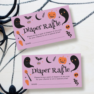 Purple Black Halloween Baby Shower Diaper Raffle Enclosure Card