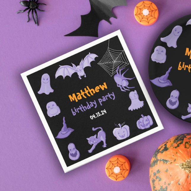 Purple black Halloween birthday party Napkin (Purple black Halloween birthday party Napkin
)
