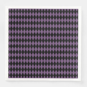 PURPLE BLACK HALLOWEEN DIAMOND PATTERNS NAPKIN