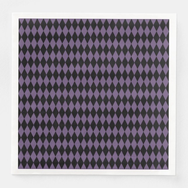 PURPLE BLACK HALLOWEEN DIAMOND PATTERNS NAPKIN (Front)