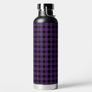 PURPLE & BLACK HALLOWEEN PLAID PATTERN WATER BOTTLE