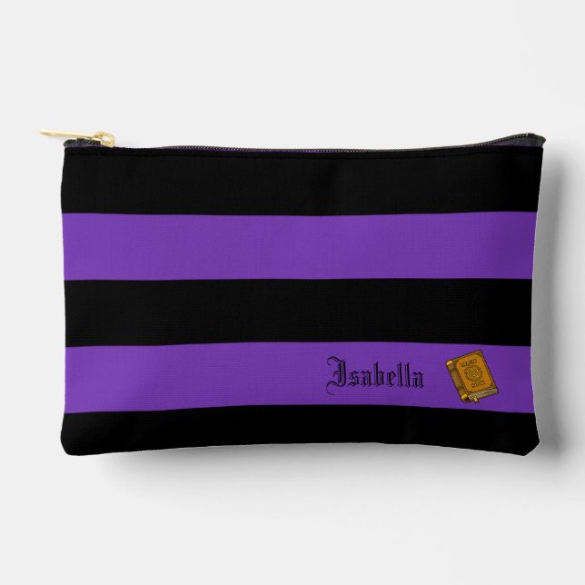 Purple & Black Halloween Stripes Print Cut Sew Bag (Front)