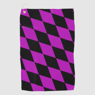 Purple Black Harlequin Diamonds Checkers Design  Golf Towel