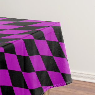 Purple Black Harlequin Diamonds Checkers Design Tablecloth