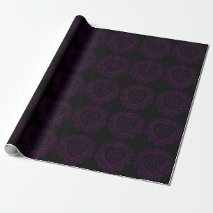Purple & Black Heart Gothic Wedding Wrapping Paper