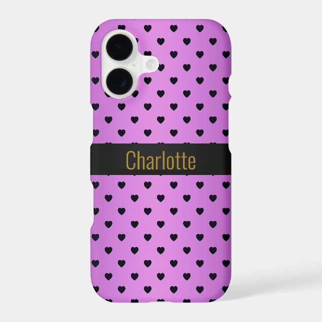 PURPLE BLACK HEART PATTERN IPHONE customisable (Back)