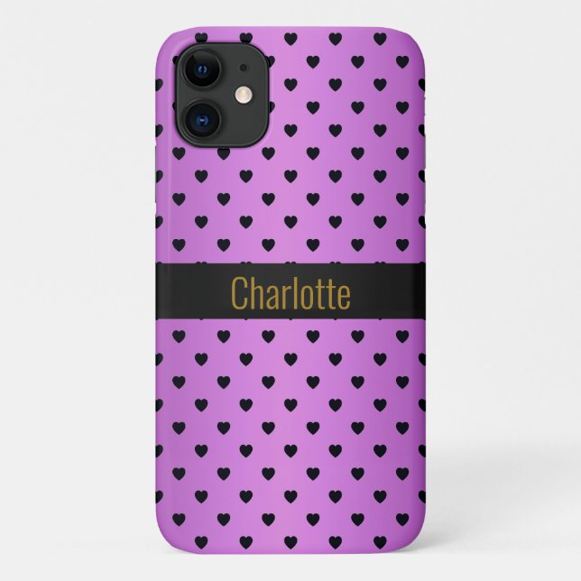 PURPLE BLACK HEART PATTERN IPHONE customisable Case-Mate iPhone Case (Back)