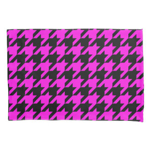 Purple Black Houndstooth Check Pillowcase