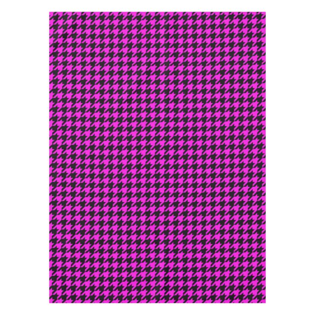 Purple Black Houndstooth Check Tablecloth (Front)