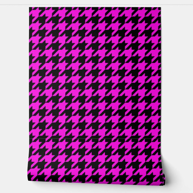 Purple Black Houndstooth Check Wallpaper (Unrolling)