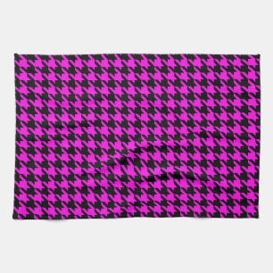 Purple Black Houndstooth Plaid Tea Towel