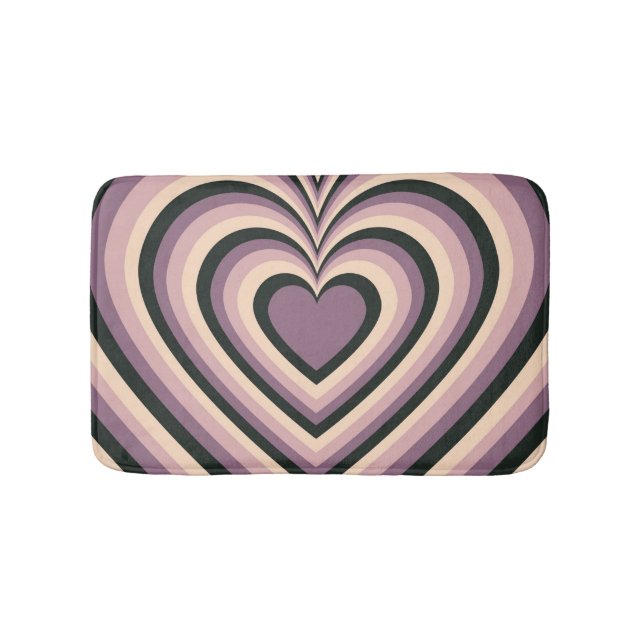 Purple Black Hypnotic Heart Love Pattern Bath Mat (Front)