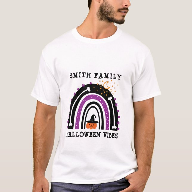 Purple Black jack o lantern Boho Rainbow Halloween T-Shirt (Front)