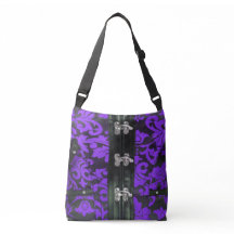 Purple Black Lace Steampunk Cross Body Tote Bag