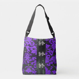 Purple Black Lace Steampunk Cross Body Tote Bag