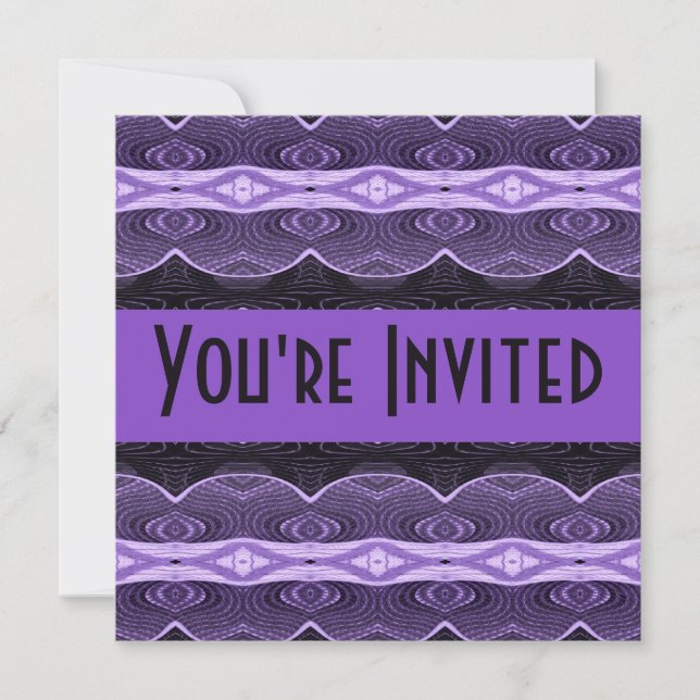 purple black lacey abstract invitation (Front)