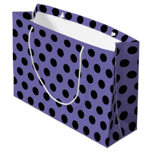 Purple & Black Large Medium Polka Dot Party Large Gift Bag