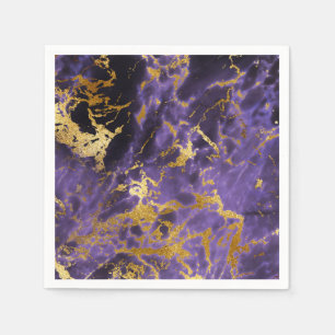 Purple Black Marble Faux Gold Glitter Pattern Napkin