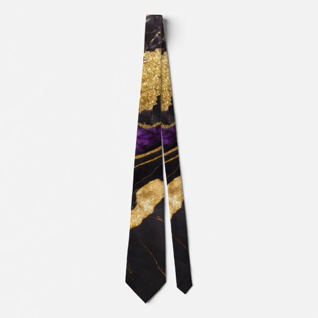 Purple Black Marble Pattern with Gold Tie (Front)