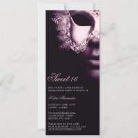 Purple Black Masquerade Sweet 16 Birthday Invites