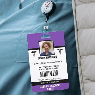 Purple & Black Medical Employee Doctor Nurse ID Badge